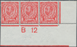 14182 Großbritannien: 1912, 1d. Scarlet, Wm Simple Cypher, Marginal Strip Of Three From The Lower Right Co - Other & Unclassified