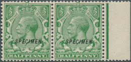 14206 Großbritannien: 1924, ½d. Green, Wm Block Cypher, Right Marginal Horiz. Pair With DOUBLE "Specimen" - Sonstige & Ohne Zuordnung