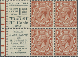 14244 Großbritannien - Zusammendrucke: 1924, 1½d. Red-brown, Wm Block Cypher, Advertisement Booklet Pane " - Sonstige & Ohne Zuordnung