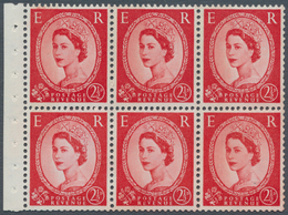 14247 Großbritannien - Zusammendrucke: 1960, QE II 2½ D. Booklet Pane Of 6 With Inverted Watermark, Green - Autres & Non Classés