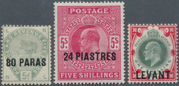 14254 Britische Post In Der Türkei: 1885, QV "80 PARAS" On 5 P Deep Yellow-green, 1902, KE VII "12 PIASTRE - Autres & Non Classés