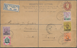 14256 Britische Post In Der Türkei: 1910, 1 Pia On 2d And 1d Red-brown KEVII Registered Pse (formate 202x1 - Altri & Non Classificati