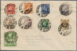 14257 Britische Militärpost II. WK: 1943, M.E.F. Overprints, 1d. To 2s.6d., Nine Values On Envelope (some - Sonstige & Ohne Zuordnung