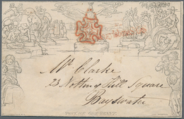 14263 Großbritannien - Ganzsachen: 1840 Mulready Envelope 1d. Used From Marylebone Street, Golden Square, - 1840 Buste Mulready