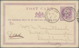 14274A Großbritannien - Stempel: 1873, "Sloper Punch" Machine Cancel On 1/2 D Violet QV Psc From London Add - Marcophilie