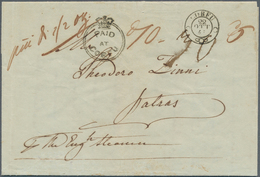 14280 Ionische Inseln - Vorphilatelie: 1845, Folded Letter With Black Crowned Double Circle PAID AT CORFU - Isole Ioniche