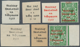 14302 Irland: 1922, Dollard/Thom "Rialtas" Overprint Proofs, Group Of Seven Pieces: PR 2a, 5, 6a, 8, 9 (to - Briefe U. Dokumente