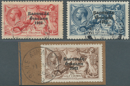 14325 Irland: 1925/1928, "Soarstat" Overprints, Three High Values Neatly Cancelled. SG £550 (Michel 37/39 - Lettres & Documents