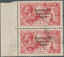 14326 Irland: 1927, "Soarstat" Overprints 5s. Rose-carmine, Left Marginal Vertical Pair "wide And Narrow D - Storia Postale