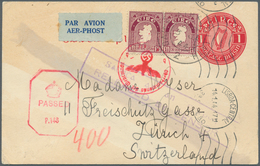 14406 Irland - Ganzsachen: 1940, Irish Harp 1 D. Card With Additional Franking As Airmail Card From "BAIL - Entiers Postaux