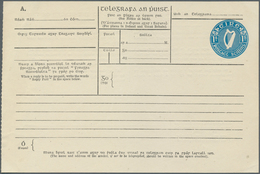 14413 Irland - Ganzsachen: 1924, Irish Harp 1 Sh. Blue Telegram Form, Unused, Fine, Very Rare (FAI TB 2) - Entiers Postaux