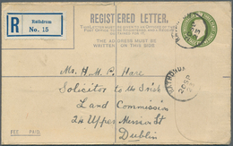 14426 Irland - Ganzsachen: British Dominion: 1922, King Georg V. 5 D. Olive Green Registered Envelope, Siz - Ganzsachen