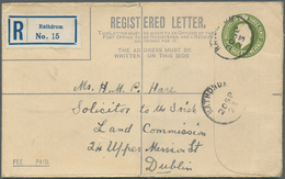 14426 Irland - Ganzsachen: British Dominion: 1922, King Georg V. 5 D. Olive Green Registered Envelope, Siz - Interi Postali