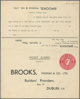 14443 Irland - Ganzsachen: Brooks, Thomas & Co.: 1937, 1 D. Red + 1/2 D. Pale Green Double Card, Unused, T - Ganzsachen