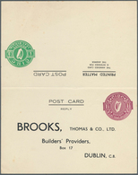 14445 Irland - Ganzsachen: Brooks,, Thomas & Co.: 1946, 1/2 D. Pale Green And 1 1/2 D. Pale Violet Double - Interi Postali