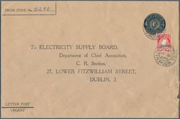 14469 Irland - Ganzsachen: Electricity Supply Board: 1964, 4 D. Black Blue Envelope On Laid Brown Wrapping - Ganzsachen
