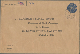 14483 Irland - Ganzsachen: Electricity Supply Board: 1951, 3 D. Blue Envelope On Blurred Brown Wrapping Pa - Ganzsachen