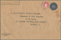 14484 Irland - Ganzsachen: Electricity Supply Board: 1960, 3 D. Blue Envelope On Laid Brown Wrapping Paper - Ganzsachen