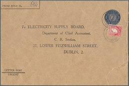 14485 Irland - Ganzsachen: Electricity Supply Board: 1963, 3 D. Blue Envelope On Laid Brown Wrapping Paper - Ganzsachen