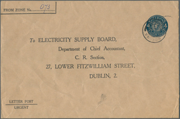 14486 Irland - Ganzsachen: Electricity Supply Board: 1963, 4 D. Greenish Blue Envelope On Laid Brown Wrapp - Ganzsachen