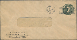 14518 Irland - Ganzsachen: Norwich Union Life Insurance Society: 1921, 2 D. Olive Green Window Envelope, U - Entiers Postaux
