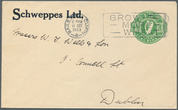 14532 Irland - Ganzsachen: Schweppes Ltd.: 1933, 1/2 D. Pale Green Envelope, Used Local From "BALE ÁTHA CL - Ganzsachen