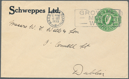 14532 Irland - Ganzsachen: Schweppes Ltd.: 1933, 1/2 D. Pale Green Envelope, Used Local From "BALE ÁTHA CL - Entiers Postaux