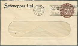 14537 Irland - Ganzsachen: Schweppes Ltd.: 1949, 2 1/2 D. Brown Window Envelope (rounded Window), Used Fro - Ganzsachen