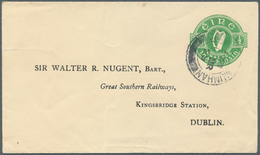 14541 Irland - Ganzsachen: Great Southern Railways: 1929, 1/2 D. Pale Green Envelope, Used From "CAISEAL M - Entiers Postaux