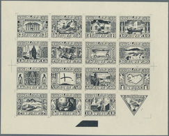 14616 Island: 1930, Composite Die Proof Sheet In Black Of Design Plate Only Of The Complete Set Of 16 Valu - Autres & Non Classés