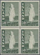 14632 Island: 1938, Defintives "Gush Spring", Four Values Complete In Blocks Of Four, Unmounted Mint. Mi. - Sonstige & Ohne Zuordnung