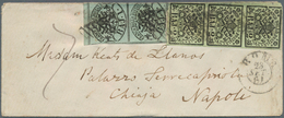 14637 Italien - Altitalienische Staaten: Kirchenstaat: 1861, 1 Baj Black/blue-green, Vertical Pair (one Ma - Stato Pontificio