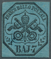 14641 Italien - Altitalienische Staaten: Kirchenstaat: 1852, Päpstliches Wappen 7 Baj Schwarz Auf Blau All - Etats Pontificaux