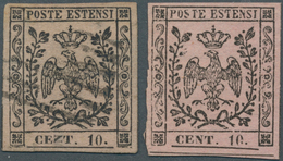 14652 Italien - Altitalienische Staaten: Modena: 1852, 10 C Type I (Punkt Hinter Nominale) Mit Plattenfehl - Modena