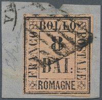 14672 Italien - Altitalienische Staaten: Romagna: 1859: 8 Bai. Rose Tied By Roman Grill To Small Piece. Ce - Romagna