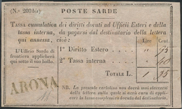 14674 Italien - Altitalienische Staaten: Sardinien: 1859: Sardinian Postage Due Stamp/from, Used In ARONA, - Sardegna