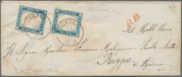 14683 Italien - Altitalienische Staaten: Sardinien: 1856: IV. Emission 20 C Cobalt Blue, Two Examples On P - Sardegna