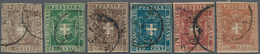 14701 Italien - Altitalienische Staaten: Toscana: 1860, 1c. To 80c., Six Used Values, Touched To (mainly) - Toscana