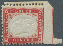 14711 Italien: 1862, Viktor Emanuel II. 40 C. Karmin Mit Sehr Klaren Prägedruck (frühe Auflage!) Aus Der R - Poststempel