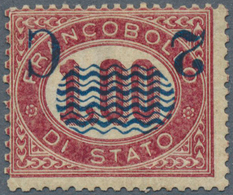 14727 Italien: 1878, Newspaper Stamp: Official Stamp With INVERTED Blue Overprint 2 C On 1.00 L, Unused Wi - Poststempel