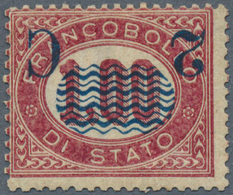 14727 Italien: 1878, Newspaper Stamp: Official Stamp With INVERTED Blue Overprint 2 C On 1.00 L, Unused Wi - Storia Postale