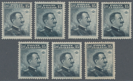 14738 Italien: 1911, 15 C. Schiefer König Viktor Emanuel III. Als 7 Postfrisch/ungebrauchte Ausgaben Einig - Storia Postale