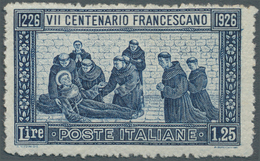 14745 Italien: 1926, San Francesco, 1.25l. Blue In Rare Perf. 13½, Unmounted Mint, Signed And Certificate - Storia Postale