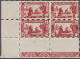 14752 Italien: 1931, 75 C "Antonius Of Padua" With Rare Perforation L 12 In Block Of Four From Left Lower - Poststempel