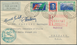14754 Italien: 1933, Mass Flight Triptych 5.25 + 44.75 L. "I-VERC" On Well Preserved Registered Letter ROM - Poststempel
