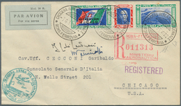 14755 Italien: 1933, Mass Flight Triptych 5.25 + 44.75 L. "I-CALO" On Well Preserved Registered Letter ROM - Poststempel