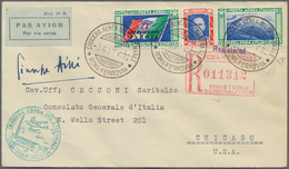 14758 Italien: 1933, Mass Flight Triptych 5.25 + 44.75 L. "I-ROVI" On Well Preserved Registered Letter ROM - Poststempel