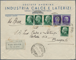 14764 Italien: 1939, 50 C Violet Postal Stationery Cutout Two Items Mixed Franking On Air Mail Cover From - Storia Postale