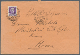 14765 Italien: 1939/1940. Lot With 2 Covers: 1 Cover From "Cosenza 26.8.39" To RACHELE MUSSOLINI, Roma And - Marcophilie