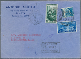 14767 Italien: 1951, 15 L Blue With Horizontal Strongly Displaced Perforation, Mixed Franking On Registere - Poststempel